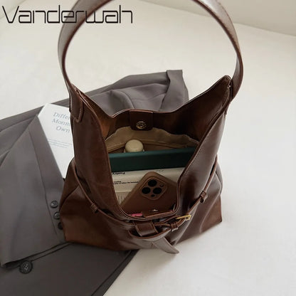 Retro PU Leather Hobo Bag – Large Capacity Shoulder Bag