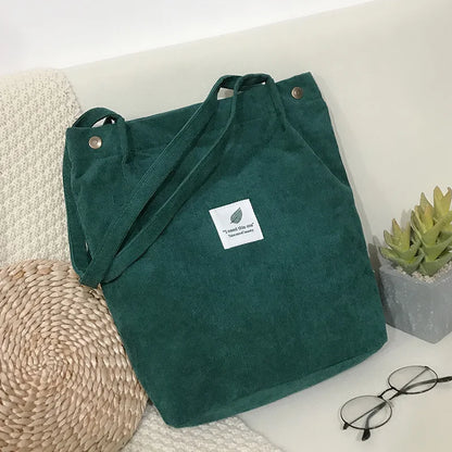 Corduroy Tote Bag – Large Eco-Friendly Reusable Shoulder Bag