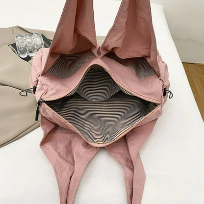 Trendy Wrinkled Fabric Top Handle Bag Comfortable Versatile Texture Shoulder Large Capacity
