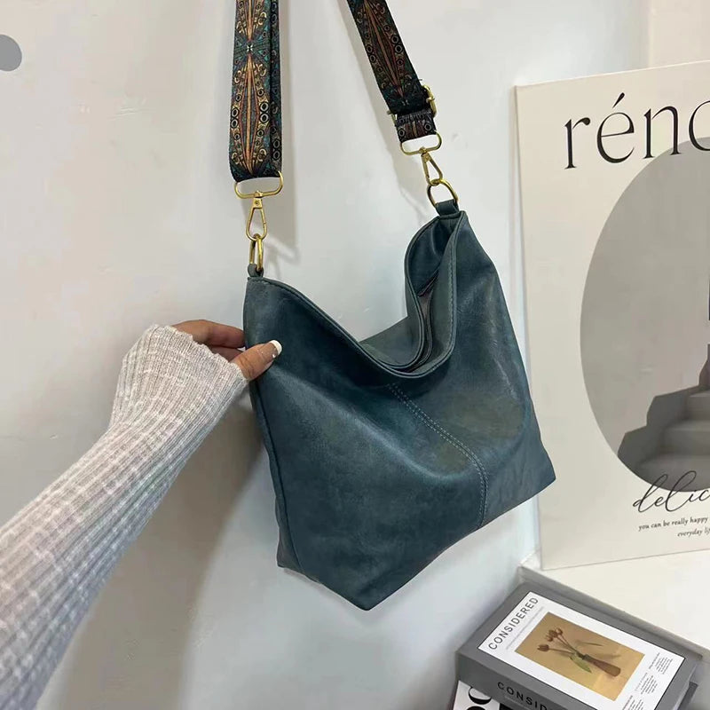 Large Capacity Bucket Bag – Women's Soft PU Leather Shoulder Tote