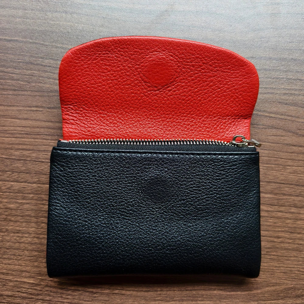 Trifold Genuine Leather Wallet for Women – Two-Tone Purse Organizer