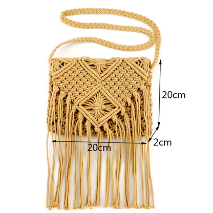 Bohemian Tassel Crochet Crossbody Bag for Women – Ultralight Beach Shoulder Bag