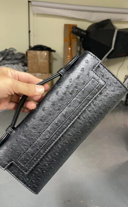 Ostrich Pattern Long Clutch Bag – PU Leather Party Handbag