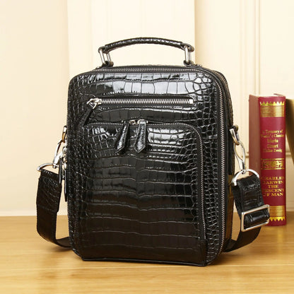 Alligator Pattern Genuine Leather Men's Messenger Bag – Business Briefcase