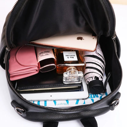 Genuine Leather Backpack for Women – Casual Cowhide Daypack