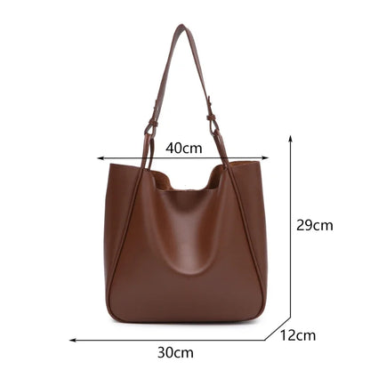Large Leather Tote Bag for Women – Minimalist Shoulder Handbag