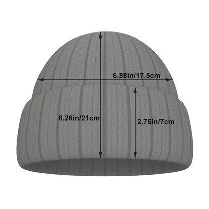Dinosaur Embroidery Beanie Hat – Soft Warm Knit Cap
