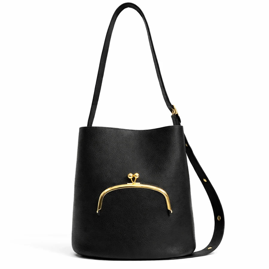Vintage Large Capacity Buckets Bag Designer Kisslock Pockets Deco Women Shoulder Bags Luxury Pu