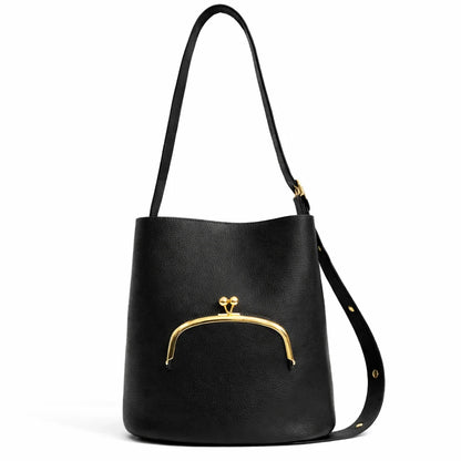 Vintage Large Capacity Buckets Bag Designer Kisslock Pockets Deco Women Shoulder Bags Luxury Pu