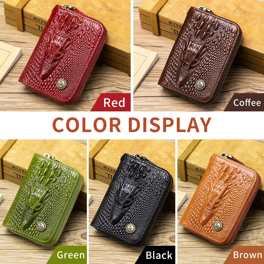 Crocodile Pattern Key Wallet with Chain – Steel Lion