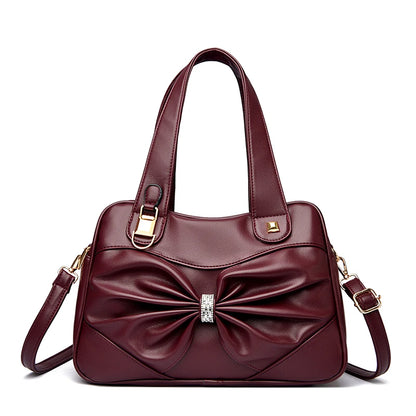 Bow Decor Large Capacity Vegan Leather Handbag