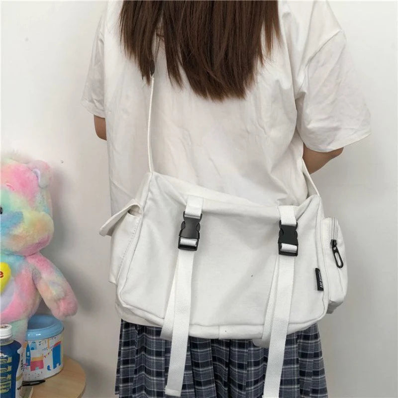 Canvas Messenger Bag – Unisex Japanese Harajuku Crossbody Shoulder Bag