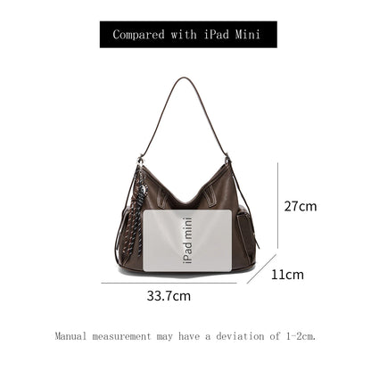 Foxer Lady S Shoulder Bag Soft Pu Leather Handbag Retro Hobo Large Capacity Tote Commute Daily