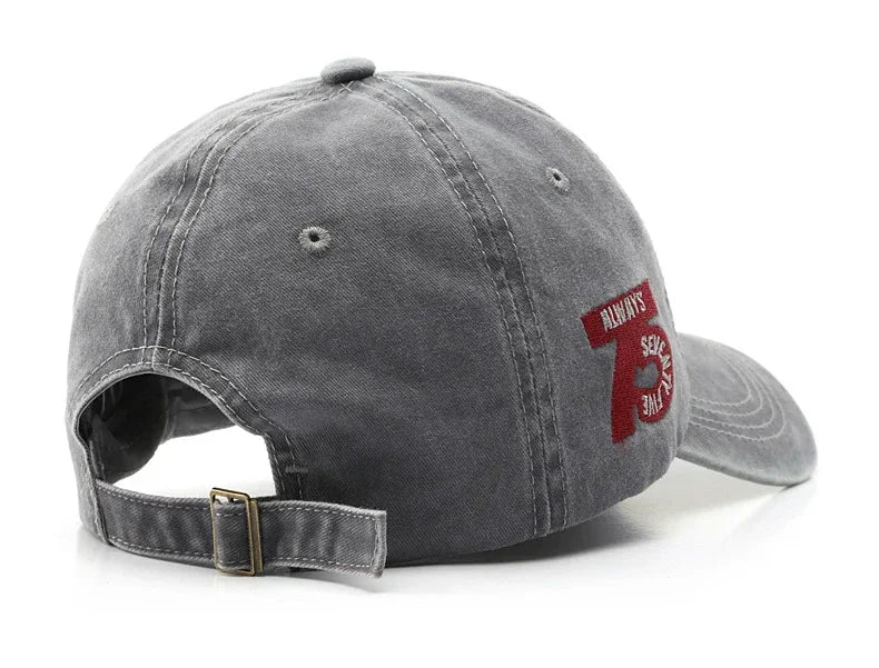 Vintage Washed Cotton Snapback Cap – Letter Embroidery Unisex Hat