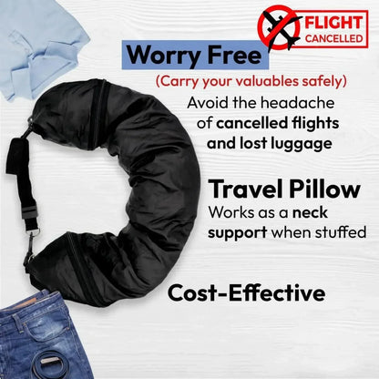 2-in-1 Travel Neck Pillow with Hidden Storage Compartment