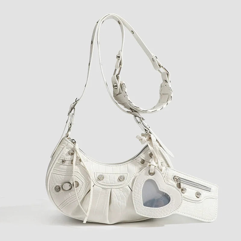 Crossbody Shoulder Bag for Women – Retro Studded Underarm Purse