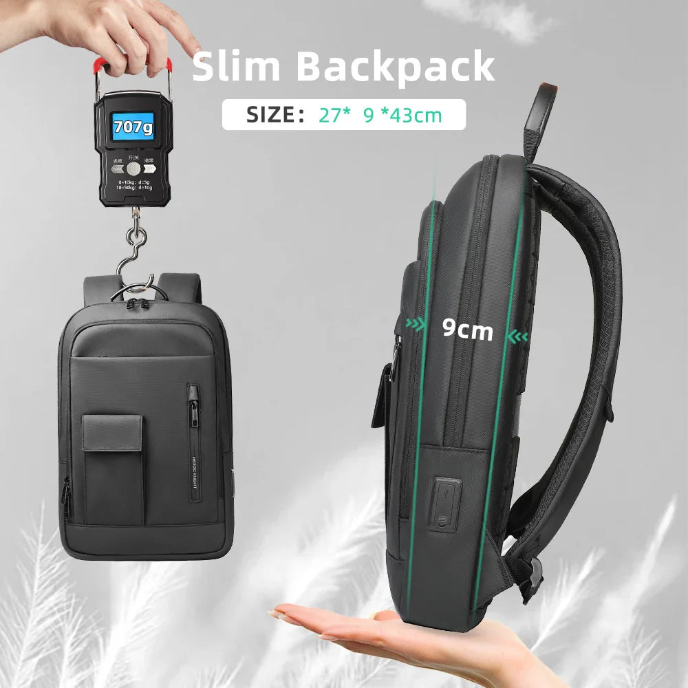 Slim Laptop Backpack Men 15.6" & 17" USB Port Lightweight