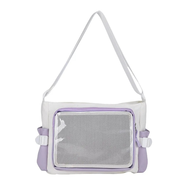 Japanese Polka Dot Crossbody Bag Women Commuting Shoulder Large Capacity Transparent Simple