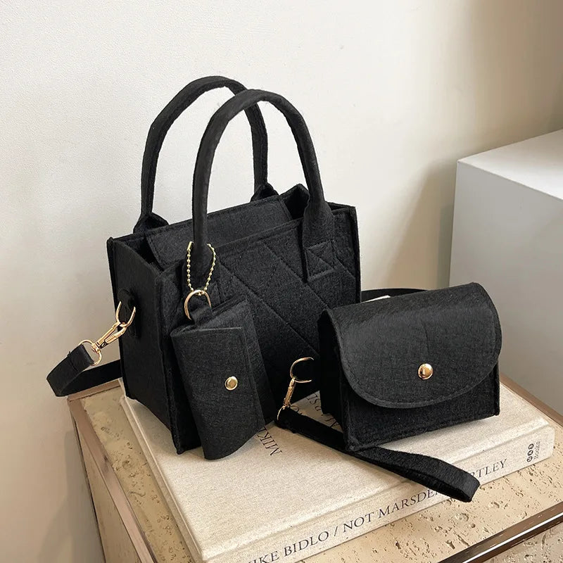3-Piece Handbag Set – Embossed Crossbody Bag, Clutch & Mini Wallet