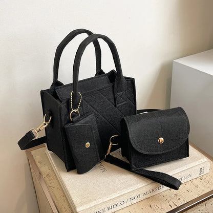 3-Piece Handbag Set – Embossed Crossbody Bag, Clutch & Mini Wallet