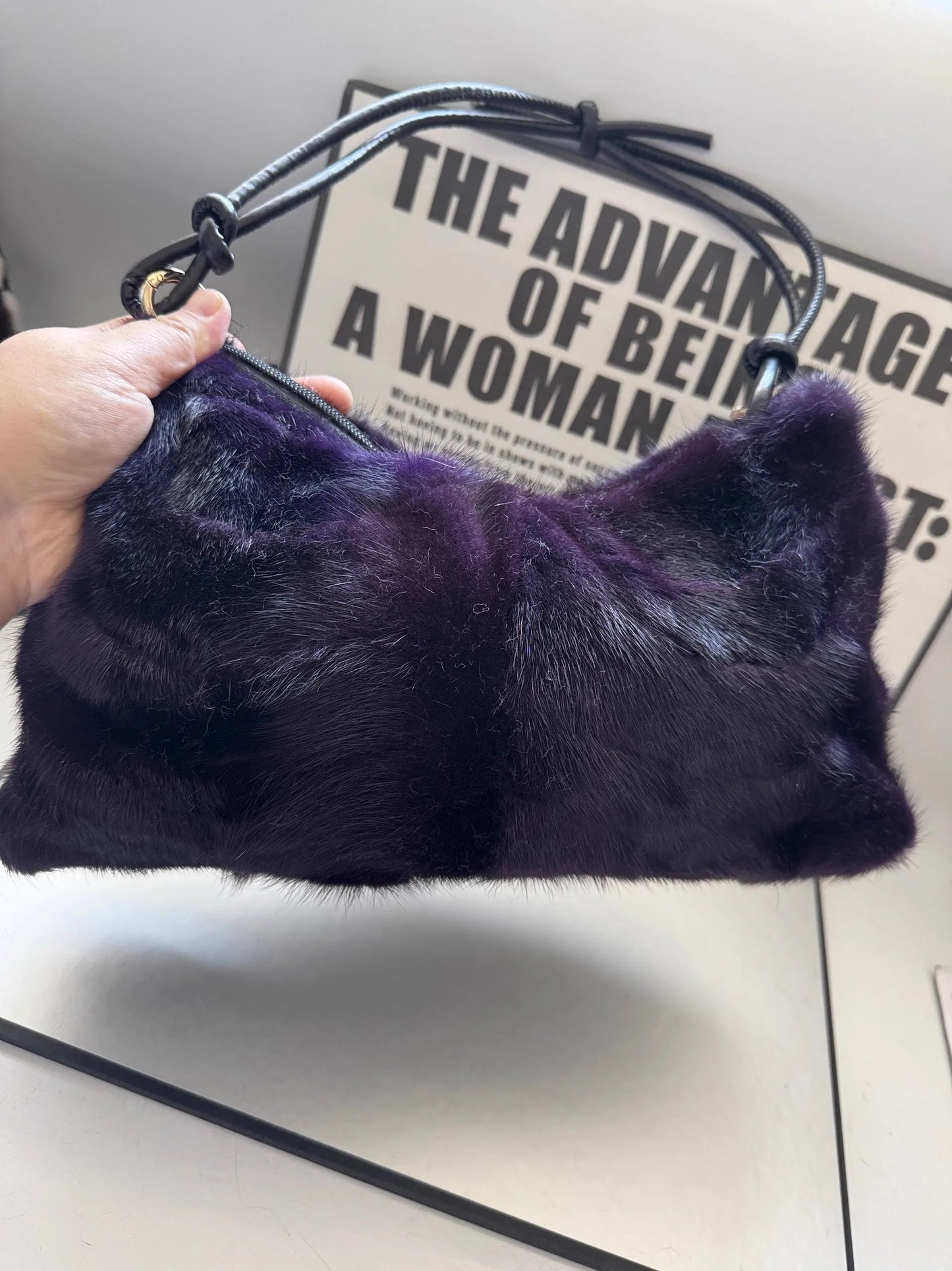 Real Fur Shoulder Bag Women Mink Hair Designer Luxury Handbag Trend Casual Elegant Female Bags