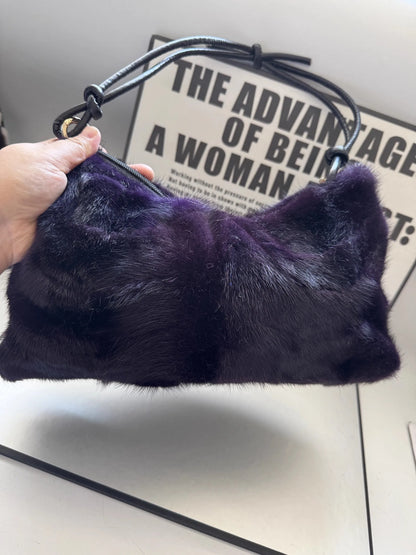 Real Fur Shoulder Bag Women Mink Hair Designer Luxury Handbag Trend Casual Elegant Female Bags