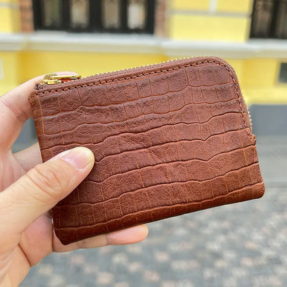 RFID Blocking Slim Coin Wallet – Crocodile Pattern Men's Gift