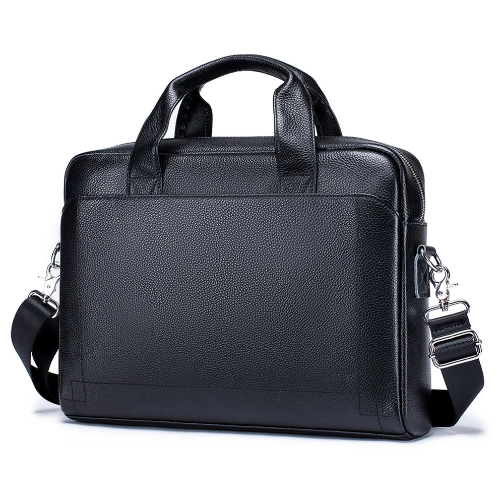 Leather Laptop Bag for Men, Genuine Cowhide Briefcase Messenger Bag