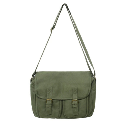 Canvas Flap Messenger Bag – Multi-Pocket Crossbody