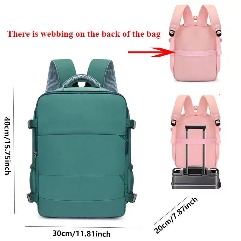 Large Capacity Travel Backpack with Luggage Strap for Women