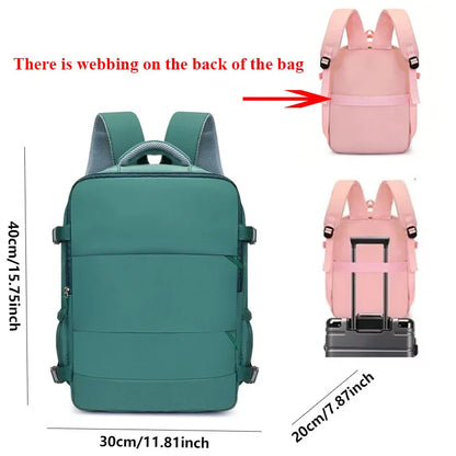 Large Capacity Travel Backpack with Luggage Strap for Women