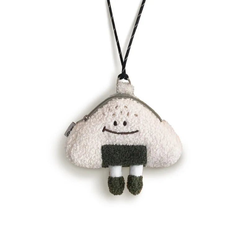 Kawaii Rice Ball Plush Crossbody Bag – Cute Cartoon Neck Purse