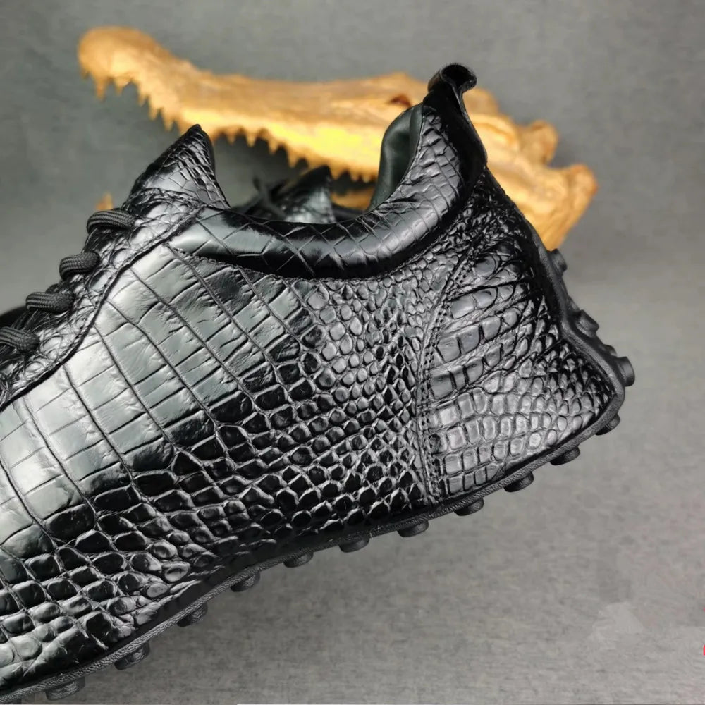 Crocodile Leather Sneakers Men – Genuine Black Exotic Luxury Shoes