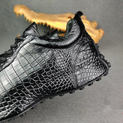 Crocodile Leather Sneakers Men – Genuine Black Exotic Luxury Shoes