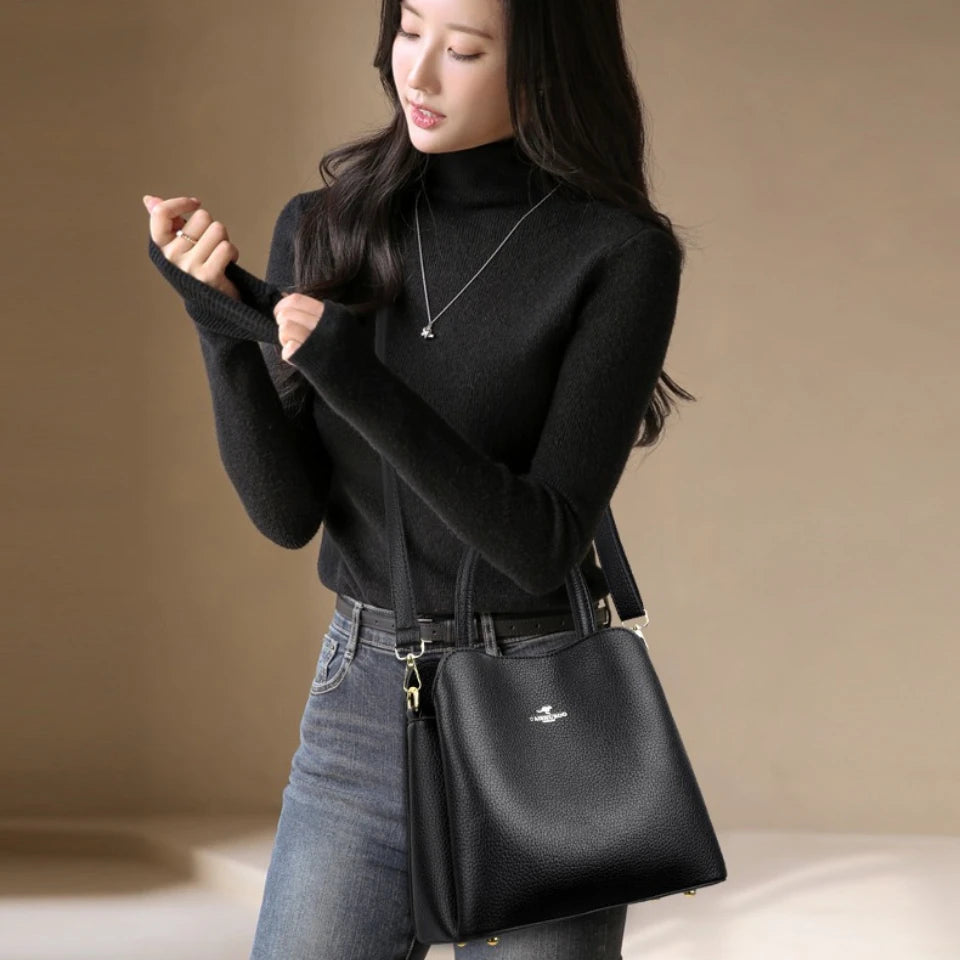 Luxury PU Leather Tote Bag – Women's Designer Crossbody Shoulder Bag