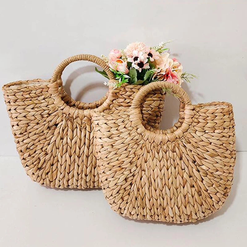 Handwoven Straw Beach Bag – Bohemian Wicker Tote for Women