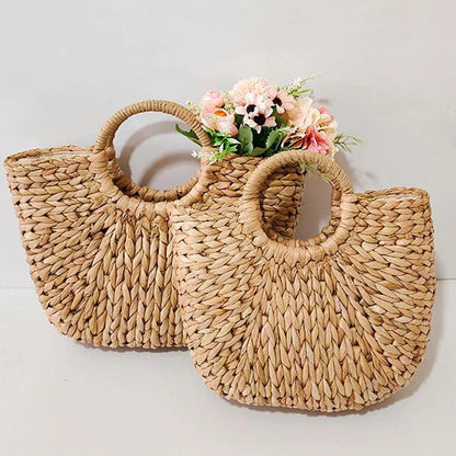 Handwoven Straw Beach Bag – Bohemian Wicker Tote for Women