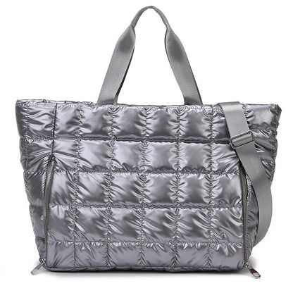 Quilted Puffer Tote Bag – Large Travel & Gym Shoulder Bag