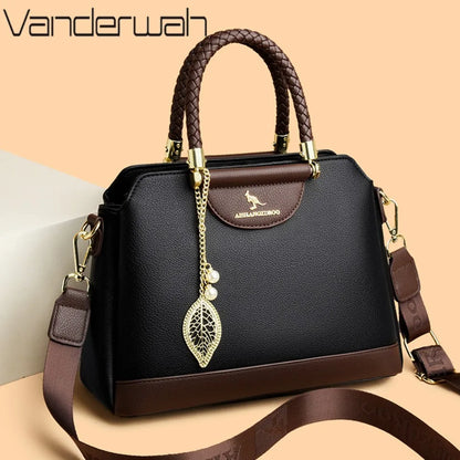 Luxury PU Leather Crossbody Bag for Women – 3-Layer Designer Handbag