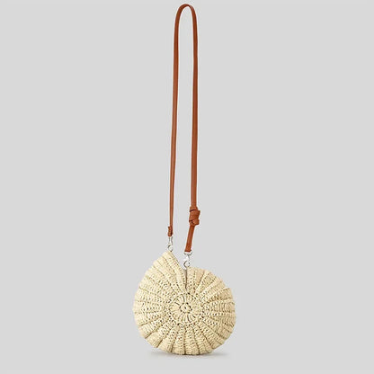 Crochet Conch Shoulder Bag with Pearl Chain – Handmade Woven Bag