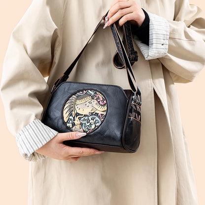 Moods Vintage Style Cross Body Bags Women Elephant Embossed Mini Square Shoulder Messenger Bag