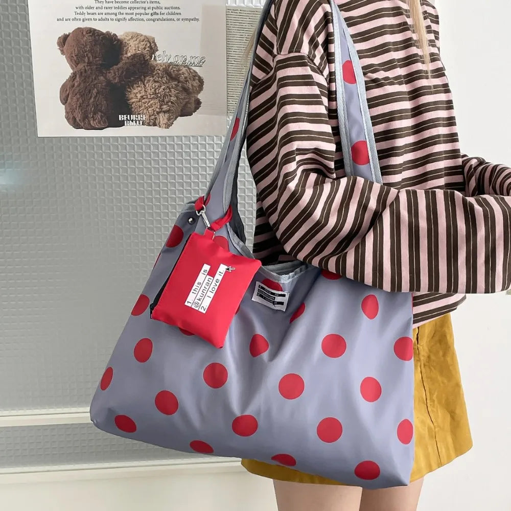 Polka Dot Crossbody Shoulder Bag – Large Capacity with Mini Pouch