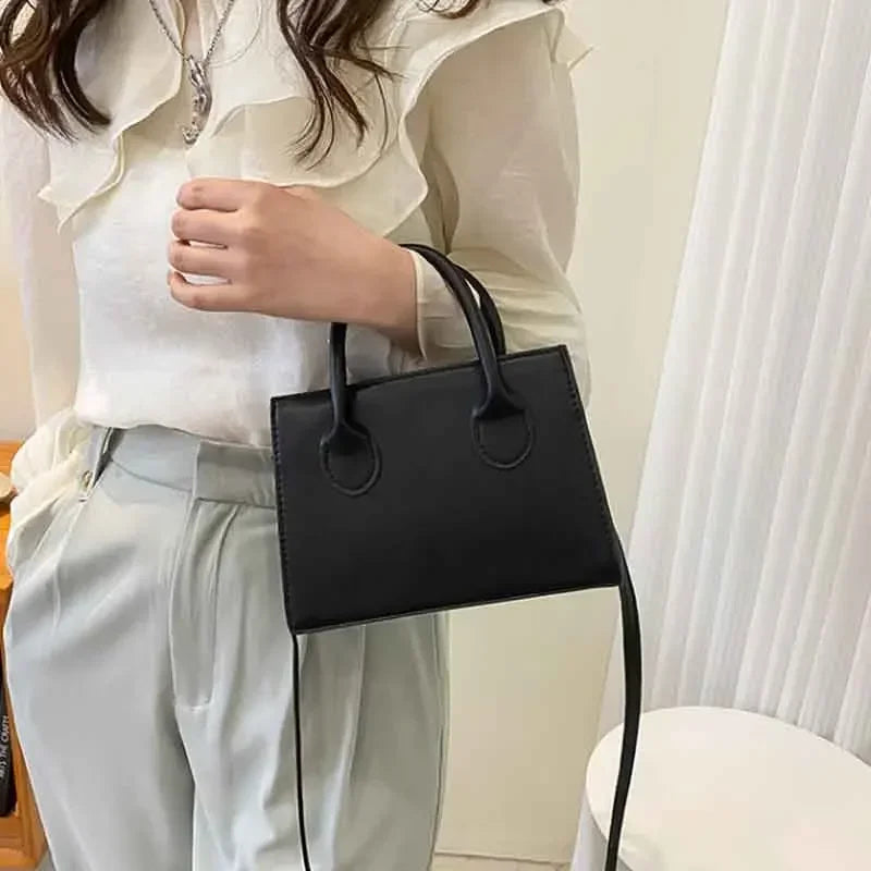 Minimalist Small Square Handbag Top Handle Crossbody Purse for Women