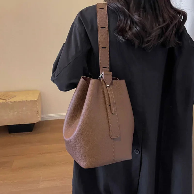 Leather Bucket Bag Set for Women – Shoulder & Crossbody