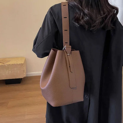 Leather Bucket Bag Set for Women – Shoulder & Crossbody