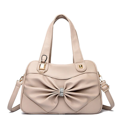Bow Decor Large Capacity Vegan Leather Handbag