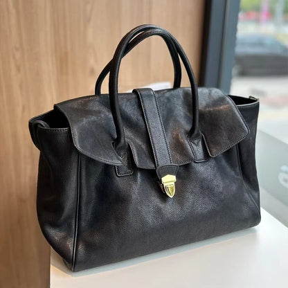 Luxury Lock Tote Bag Large Leather Handbag for Women