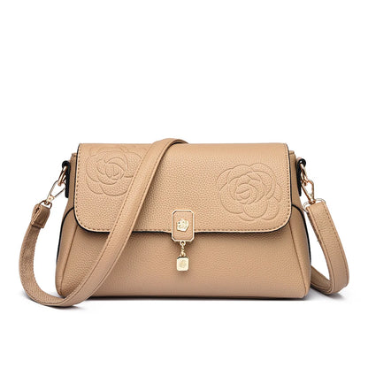 Floral Embossed Leather Crossbody Bag for Women – Shoulder Handbag