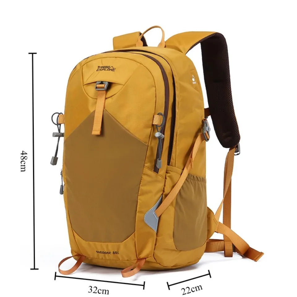 Hiking Backpack 35L – Durable Nylon Outdoor Pack with Reflective Strip