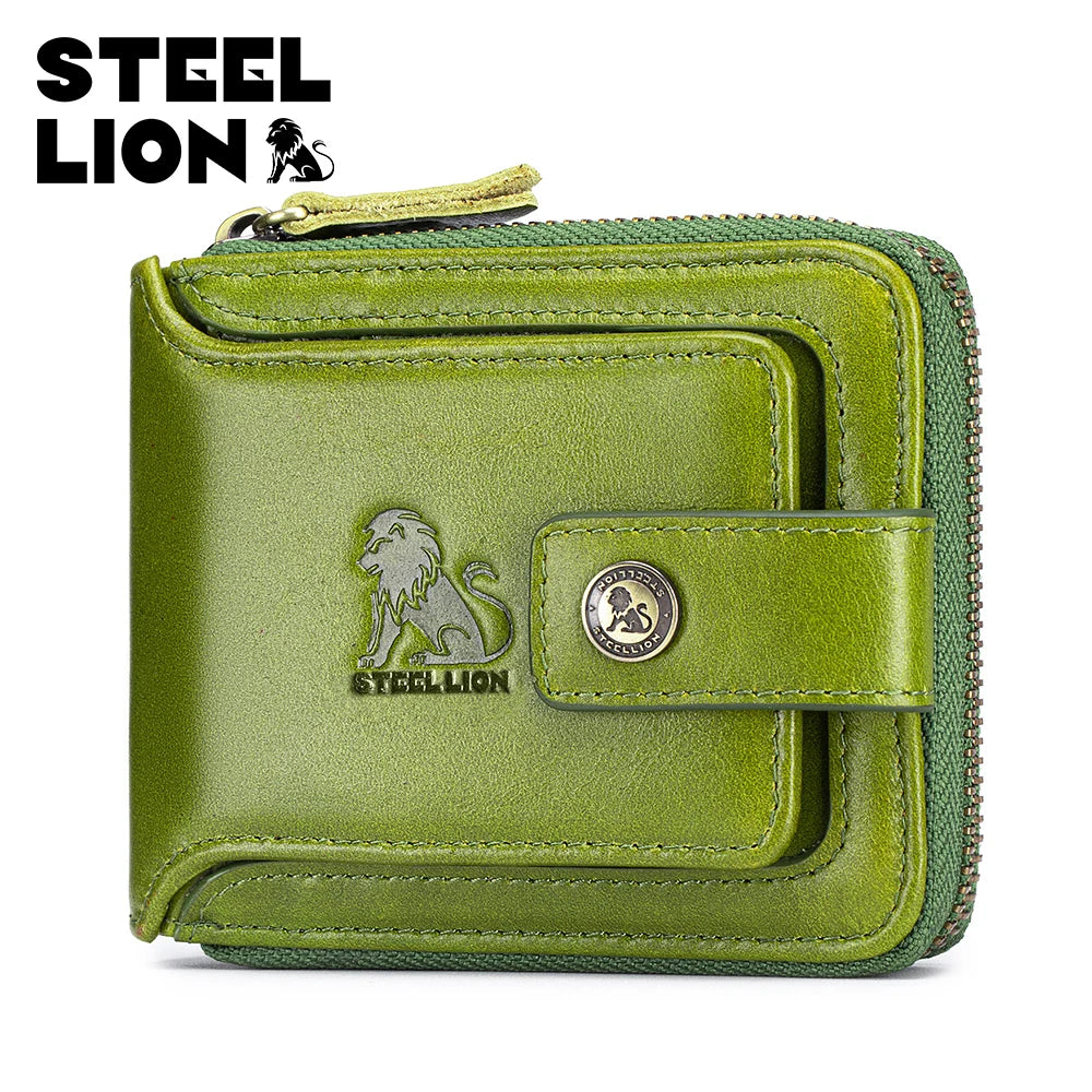 Steel Lion Men's Genuine Leather Zipper Wallet